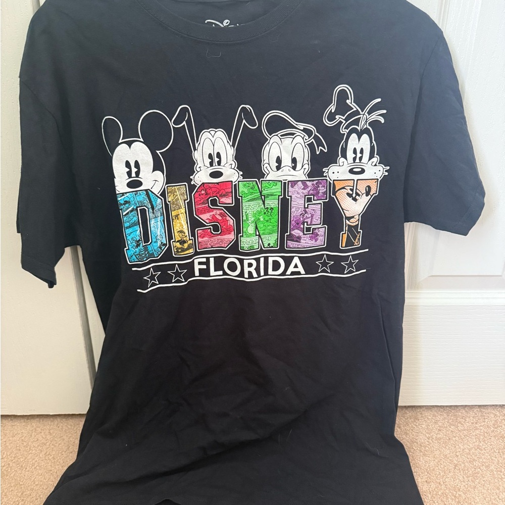 Disney Black Short Sleeve Tee with Cartoon Characters